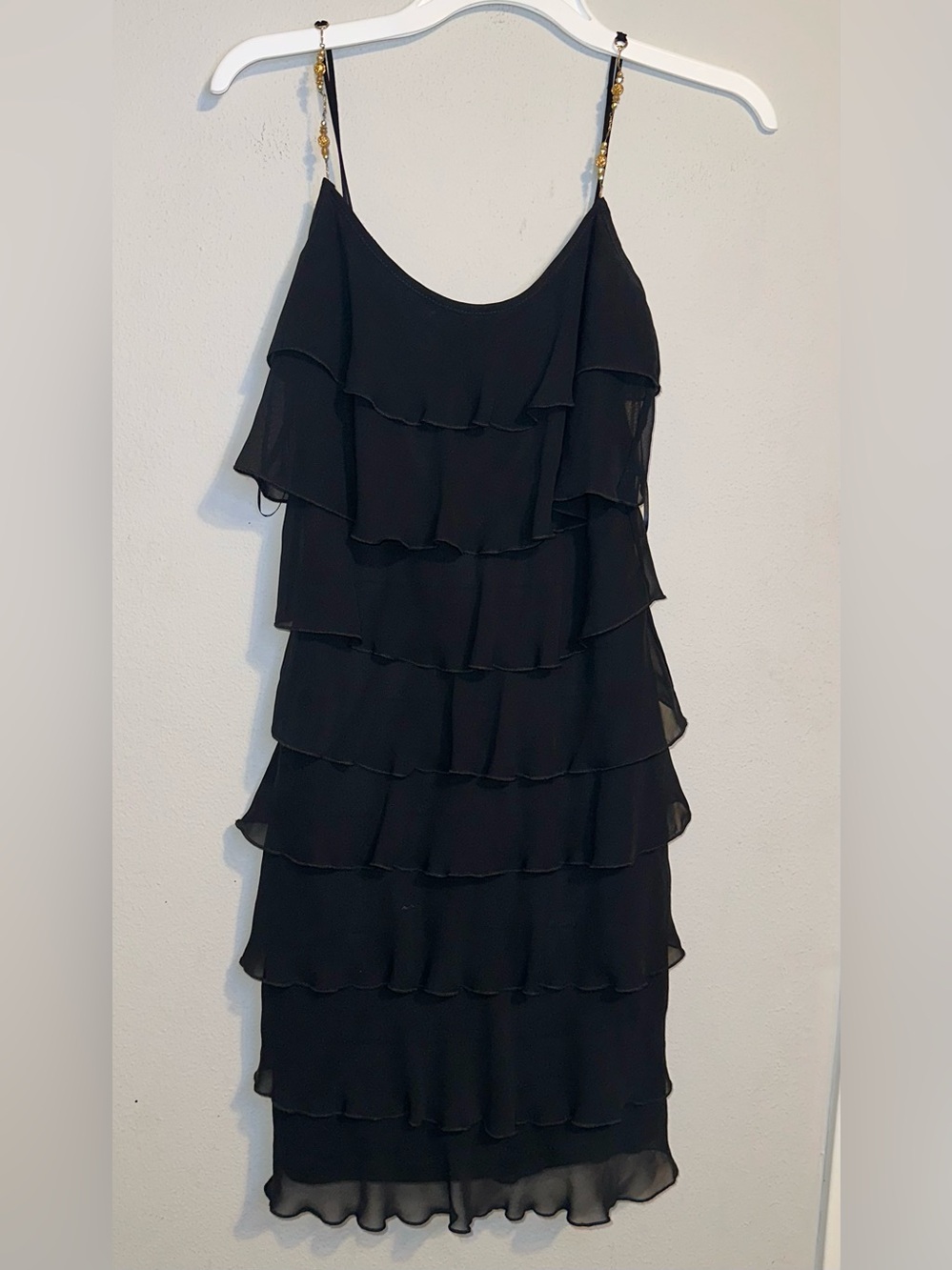 ABS Allen Schwartz Black Tiered Ruffle Dress